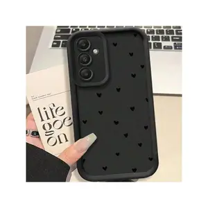 1pc Black Small Heart Pattern Minimalist Black Phone Case,  Shell Cover With Samsung Galaxy Series A54/A53/A52(A52S Compatible)/A34(5G)A32(5G)/A14(5G)/A13 5G/A04S/S21/S21U/S22/S22U/S23/S23+/S23U And S24 Series A15/A35(5G)/A55(5G)/A25(5G) Scratch Resistant