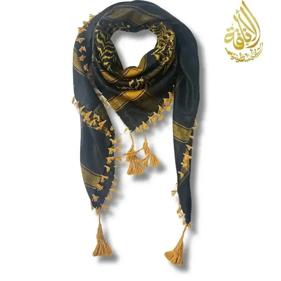 Dark Tan & Black Kuffiyeh – Handcrafted Palestinian Scarf with Traditional Elegance