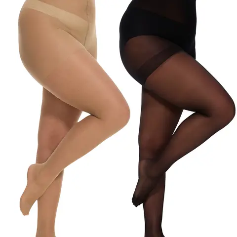 CITYSTL Women's Plus Size Underwear for Women Classic Preppy High-Waist Control Top 20D Sheer Nylon-Spandex Tights - Fit, Snag-Resistant, Silky, Reinforced Toes, All-Day Comfort (2 or 4 Pairs) - Romantic for Thanksgiving, Easter (Minimalist Style)