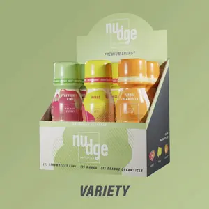 Nudge Nutrition Premium Energy Wellness Shot – Ditch the Crash & Jitters – Lion's Mane, L-Theanine, Maca Root – Clean, Sugar-Free, USA Made – 2.5 FL OZ – 6-Pack