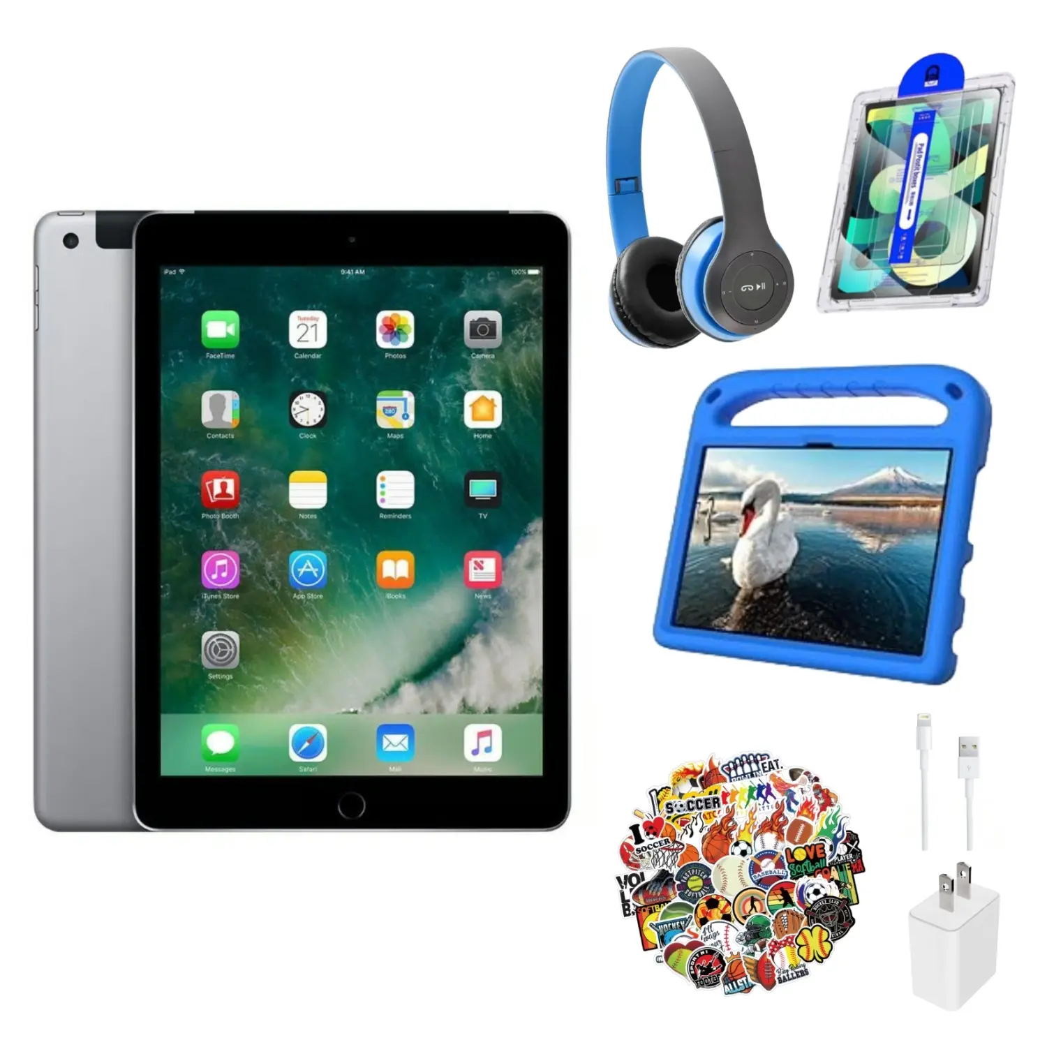 Refurbished Apple iPad 5th Gen Wi-Fi 9.7" Retina Display 32GB Space Gray 2017 with A9 Chip & Accessory Bundle | (Eco-Friendly Condition)