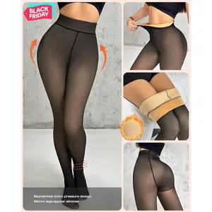 [SALE]No-Pain Winter Tights: Sheer Fake Translucent Fleece Lined - Anti-Slip Waist & Bulk-Free Warmth