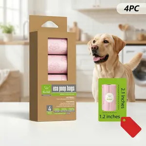 Eco-Friendly Dog Poop Bags Refill Rolls - Leak-Resistant, Thick Biodegradable, Easy-Tear Unscented Bags, Fits Standard Dispensers, 4 Multi-Color Rolls for Small/Large Dogs’ Outdoor Walking Use