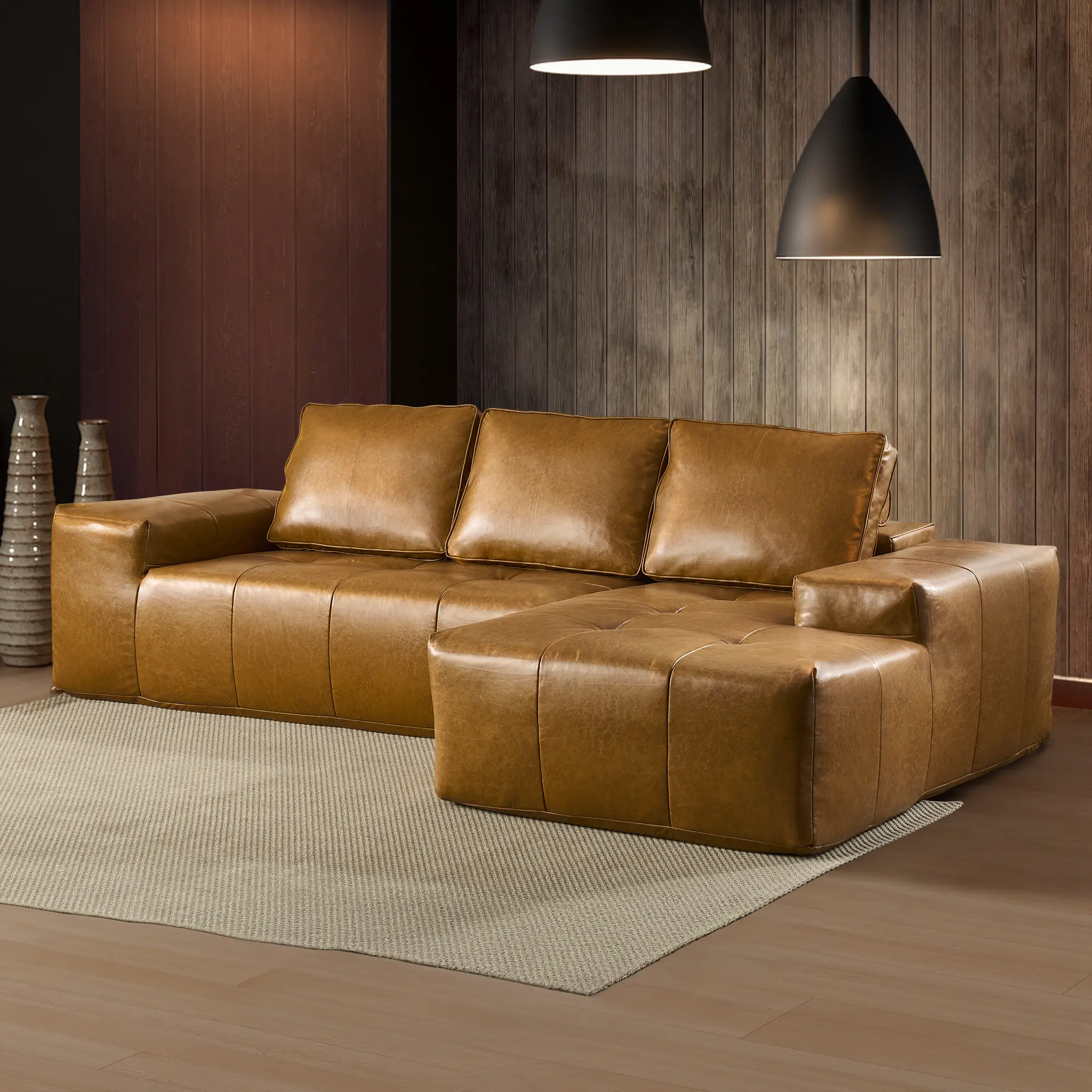 Vintage Tech-Waxed Canvas Right Chaise