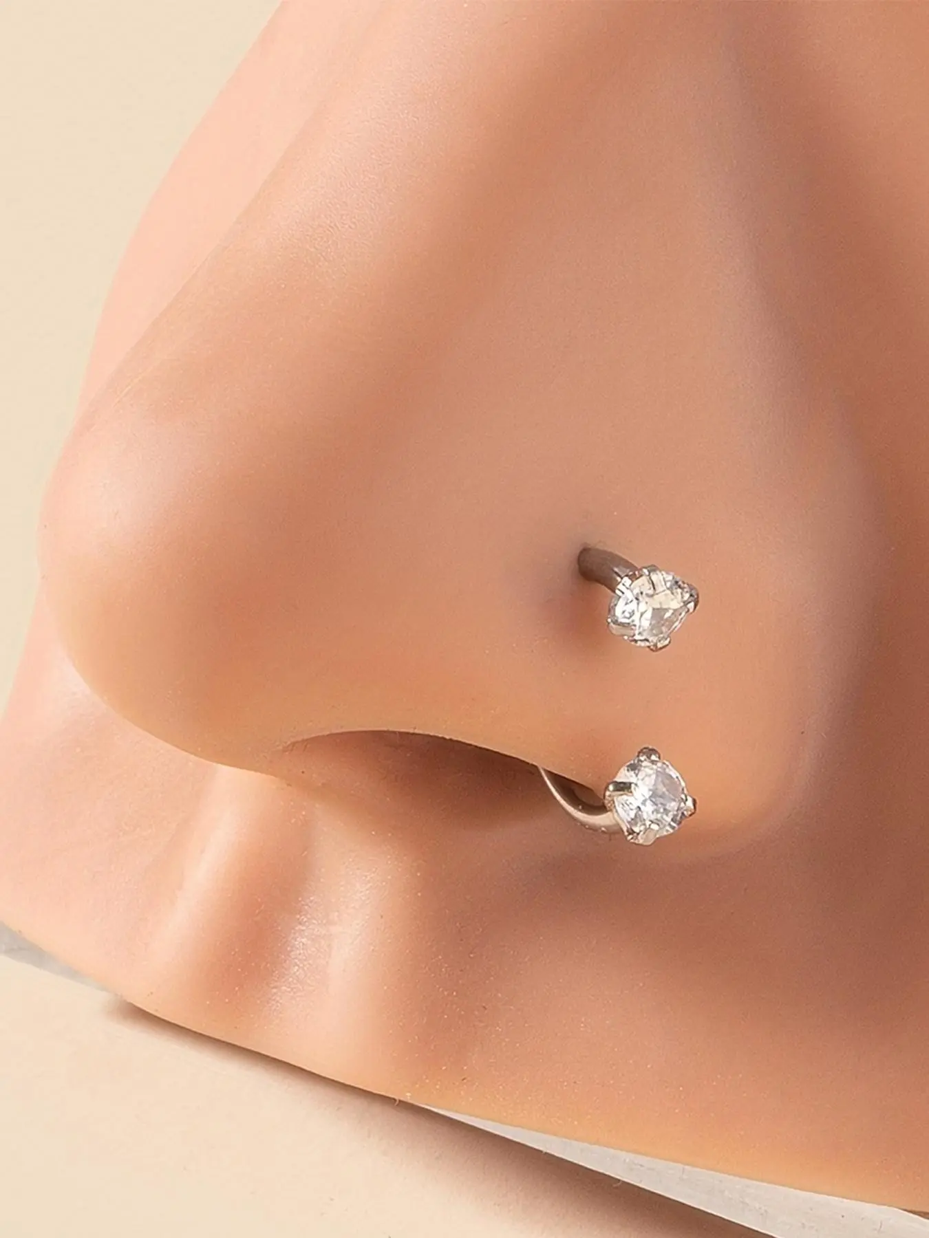 Rhinestone Decor Nose Ring, Stainless Steel Piercing Nose Ring, Septum Jewelry, Body Jewelry for Party, Daily Clothing Decor for Girl