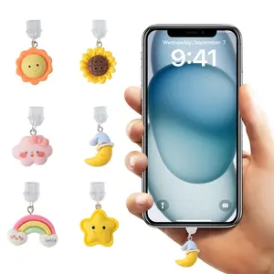 6pcs Cartoon Silicone Dust Plugs for Apple Type-C and Android Ports, Phone Dust Covers, Protective Caps for USB C and Micro USB, Durable, Smartphone