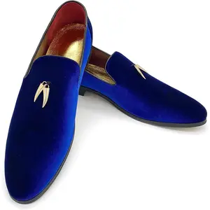MHB Men's Penny Slip-On Velvet Loafer Suede Dress Shoes Glitter Smoking Slipper