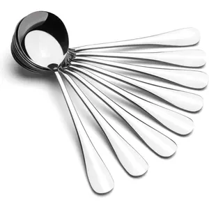 Soup Spoons, Wholesale Spoons Silverware, Round Stainless Steel Spoon Set of 8
