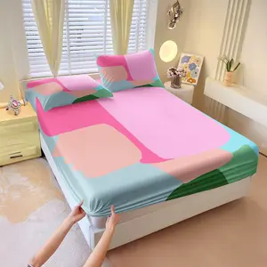 Minimalist Abstract Portrait Print Duvet Cover Set Nordic-inspired abstract bedding set includes 1 Fitted Sheet & 2 Pillowcases without Filler,Pastel-colored bedroom bedding Bed Sets