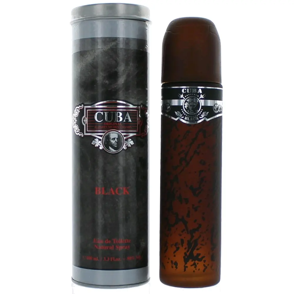 Cuba Black Eau de Toilette Spray - Men's Masculine EDT Perfume with Bergamot Citrus Scent & Aromatic Citrusy Jasmine Blend, 3.3 fl oz