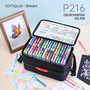 Languo 216 Color Gel Pens Set, Rich Vibrant Colors, Thick Tip for Smooth Writing, Ideal for Hand Drawing & Art Creation