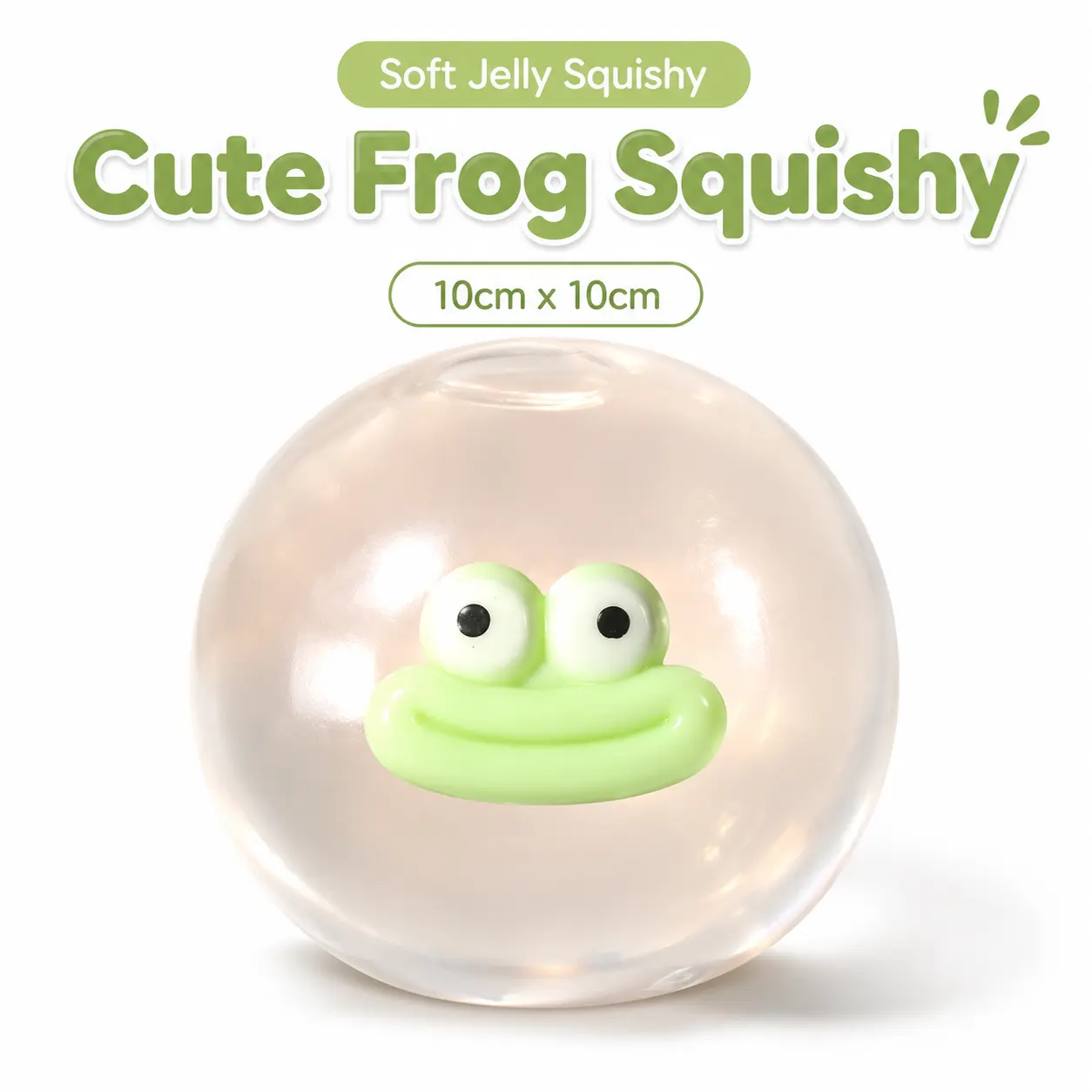Cute Frog Jelly Squishy Toy, 10cm Soft Squeeze Fidget Stress Relief Ball, Clear Frog Sensory Desk Toy, 1 Count