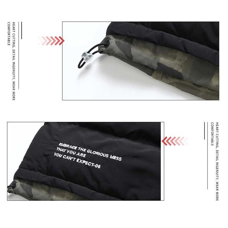 Men's Lightweight Puffy Hoodie – A thick, warm cotton jacket; features a drawstring hood, hook-and-loop fasteners, and a zippered front closure; perfect for various occasions such as commuting to work or going out on the weekend; an essential versatile pi