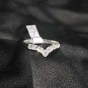 Chevron CZ Stacking Sterling Silver Ring