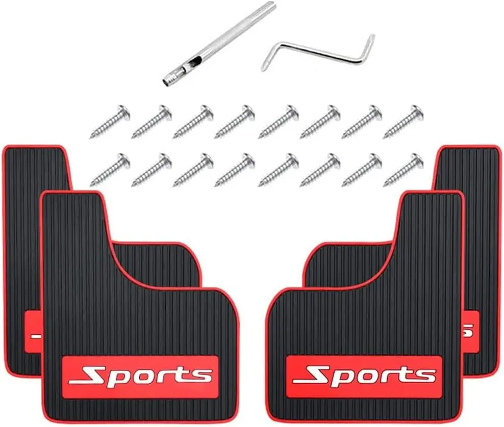 Automotive 4-Count Universal Soft Rubber Mud Flaps - 0.2 Inch Thickness Front & Rear Fender Protector Splash Guards, Car Exterior Accessories to Deflect Debris