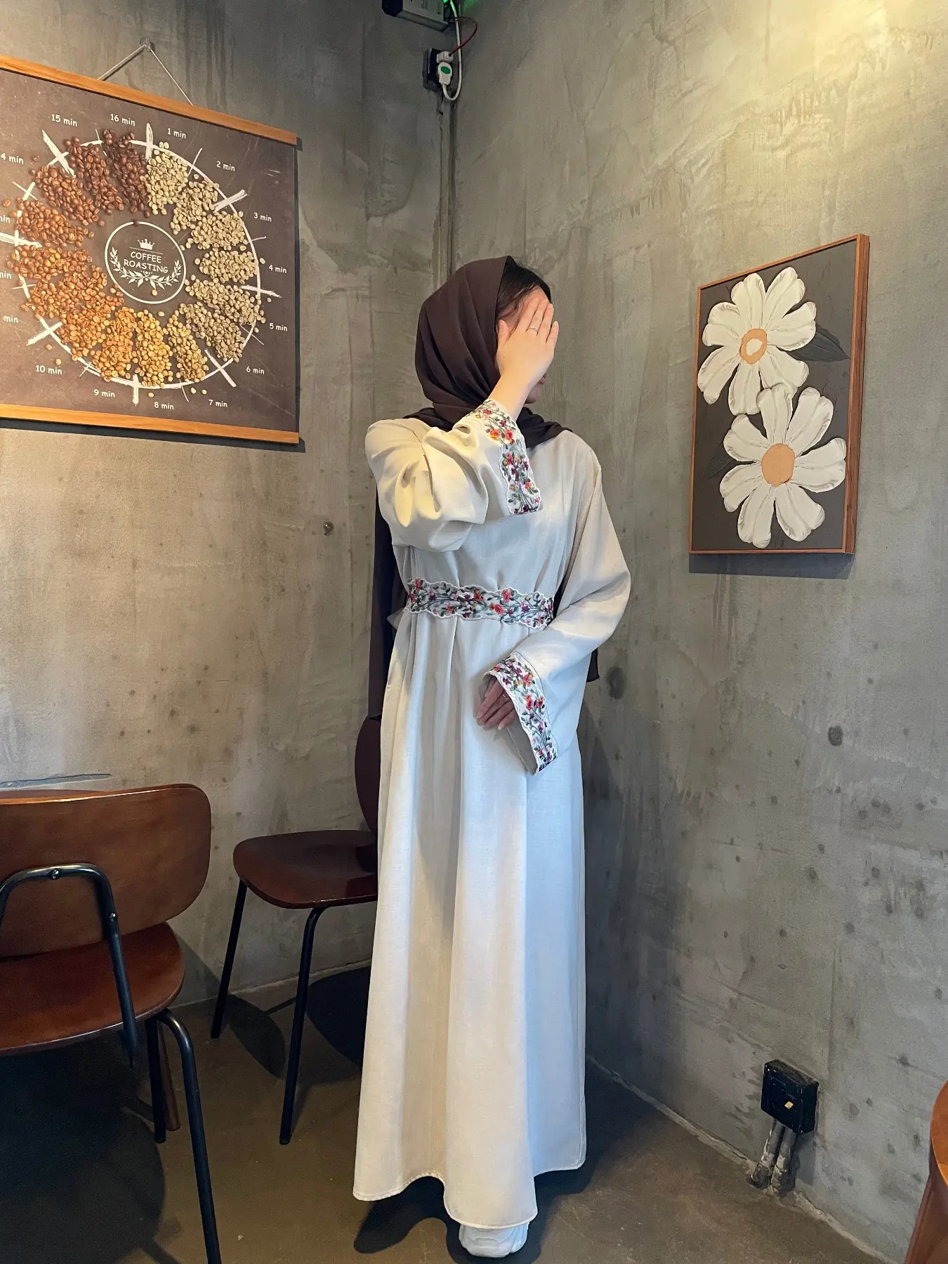 Elegant Two-Piece Set Abaya Dress, Plant Sleeve Embroidery, Linen Prayer  Robe, Casual Party Holiday, Fashionable Long Gown, Abaya Hijab Set - TikTok  Shop