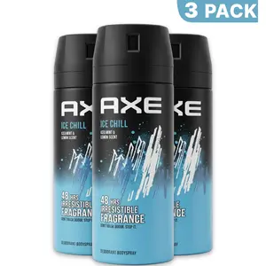 AXE Ice Chill Scented Deodorant Body Spray 3-Pack (150ml/5.08oz) - Body Care Cosmetic, Iced Mint & Lemon, 48-Hour Fragrance Protection, Smell Good Option for Deodorants summerwins