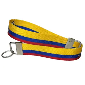 Colombia Flag - Personalized Name Nylon Key Fob - Custom Wristlet Keychain