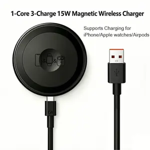 3-In-1 Wireless Charger for Apple Watch, AirPods, Magsafe, Lightweight Design, Portable and Convenient, 15w Power Consumption