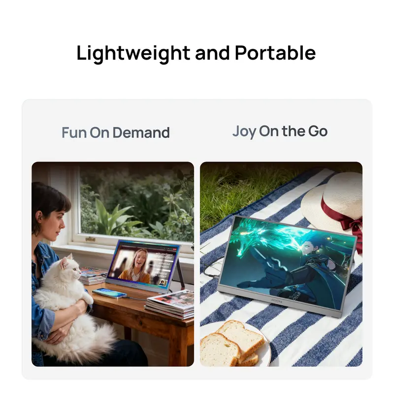 ARZOPA Portable Monitor 16.1"/17.3" FHD 1080P 60Hz/144Hz Laptop Screen Extender for PC Mac Xbox Switch PS5 iPhone IPS Display Computer Display HDR External Screen Game Workfromhome 3