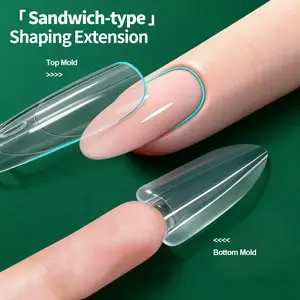 240PCS Sandwich Nail Dual Forms Set, Nail Art Tool, Professional Oval & Coffin Nail Molds for Precise Shaping & Full C-Curve, DIY Nail Extension Kit for Home Salon & Nail Artists