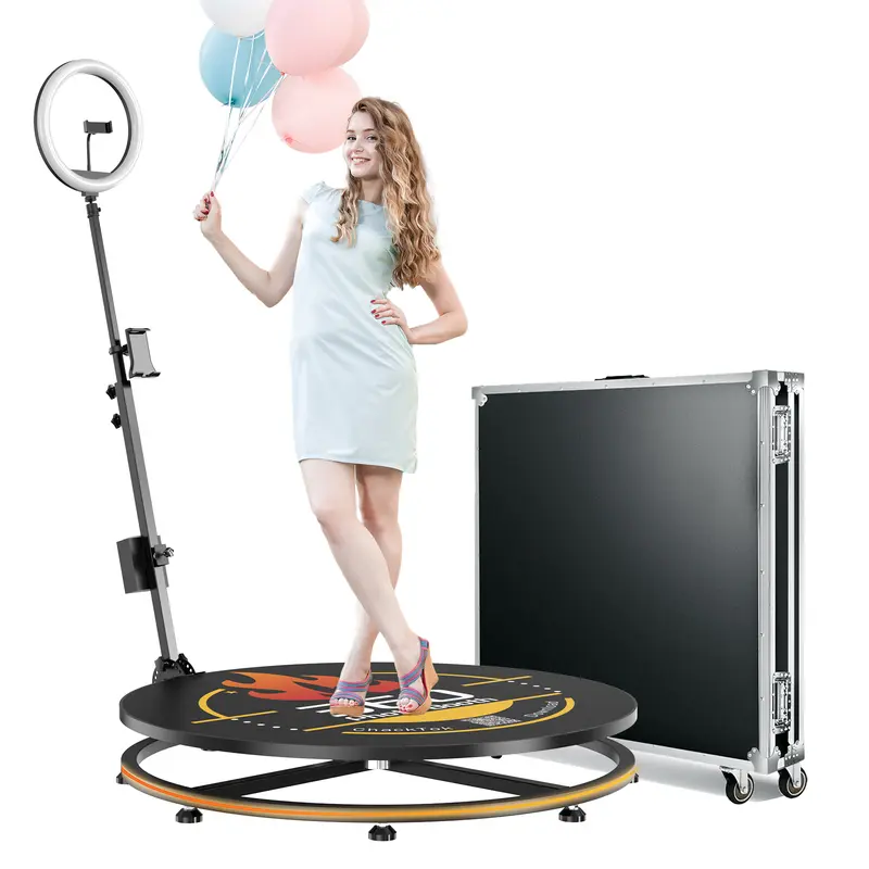 MWE 360-Degree Photo Booth Machine - Portable 360 Spin Camera for Events, Automatic Spin, Mobile, Adjustable, Custom Logo, Remote Control, Smartphone Compatible, Button Operation, Selfie Accessories, Easy Camera Mount Setup, Group-Fit Sizes