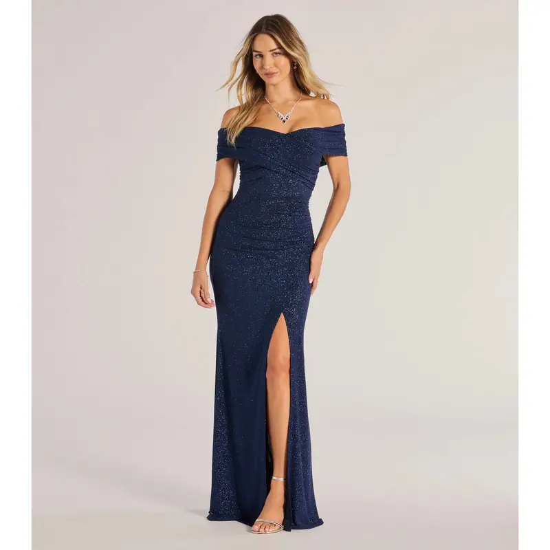 windsor blue off the shoulder dress Winter Wonderland Blue Flowers And White Tulle Ball Gown,Sweet 16 Dres –  Simplepromdress main image 0