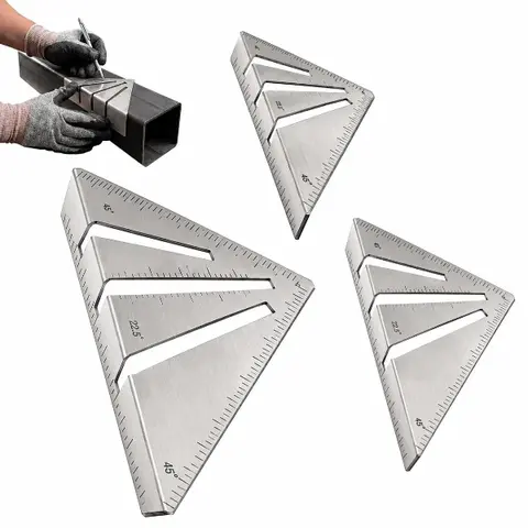 Miter Square Heavy Duty Metal Tool with Laser-Etched 45°, 90° and 22.5° Markings, Precision Layout Square for Woodworking, Carpentry and Metalworking