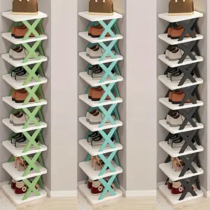 9-Tier Narrow Shoe Rack Organizer, Shoe Rack Tower, Durable Plastic Space-Saving Corner Shelf for Entryway, Closet, Garage, Living Room, Can Hold 8 to 9 Pairs of Shoes, Multi-Functional Storage Solution, Corner Design, Compact Storage Unit