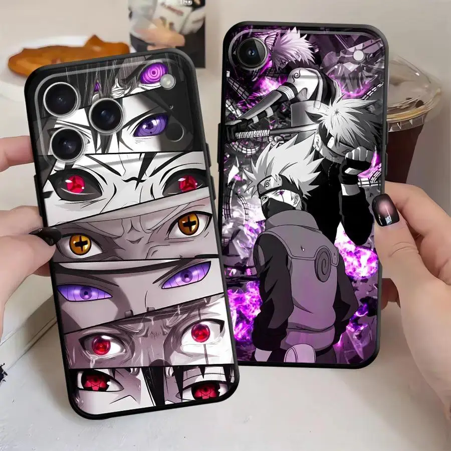 Anime Naruto Cool Black Soft Phone Casing for iPhone 17-11 Pro Max/Air, Samsung Galaxy S26-S21 Ultra Plus FE, with Resistance for Smartphones, Cellphones, Devices