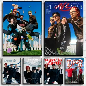 Famous Kpop W-Wave To Earth Poster Peel & Stick Poster Set Wall Art – Self-Adhesive Aesthetic Room Decor | Gallery-Quality Waterproof Fade & Scratch Resistant Prints | Living Room, Bedroom, Dorm Home Decoration Multiple Sizes