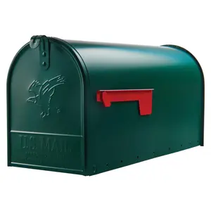 212 MAIN Elite Classic Galvanized Steel Post Mount Mailbox, Green