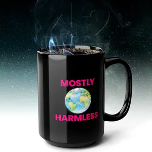 Mostly Harmless Ceramic Mug - Glossy Finish, Microwave & Dishwasher Safe, 11oz/15oz Options, Vibrant Print, Perfect for Coffee & Tea Lovers, Drinkware, Reusable, Washable, Sturdy