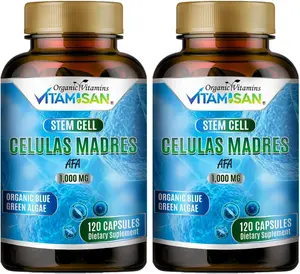 Celulas Madres AFA Stem Natural Cell 120 Capsules 1000 mg Blue Green Algae Non GMO Gluten Free Aphanizomenon Flos-aquae celula Madre suplement (Pack of 2)