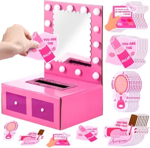 Valentine's Day Gift DIY Valentines Mailbox Valentine Cards Animal Fun Craft Treat Box with 33 Greeting Cards,Valentines Mini Envelope Box for Students Teacher,School Party Gift,Galentine's Day Birthday Holiday Wedding Party Favor, Classroom Gift Exchange