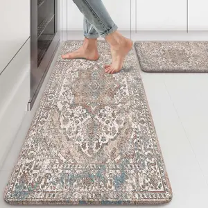 AMM Anti Fatigue Kitchen Mats for Floor Set of 2 Vintage Farmhouse Non Slip Cushioned Kitchen Rugs Waterproof Memory Foam Kitchen Floor Mat Comfort Standing Mat for Office Desk Laundry Bar