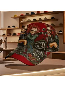 Spooky Horror Motorcycle Print Baseball Hat Adjustable Snapback Cap Stylish Casual Streetwear Headwear Comfortable Adjustable Fit Perfect for All Seasons Unisex Daily Leisure Outfits