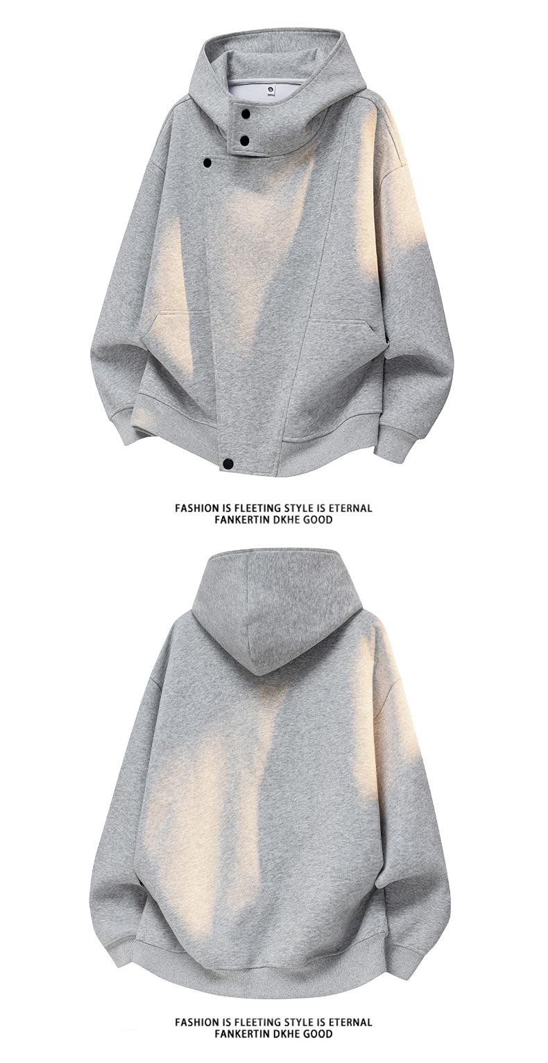 Heavy solid color white flower gray hooded turtleneck irregular structure button-up cardigan jacket sweater jacket, hooded sweater men's autumn fashion trend design sense couple cardigan sweater, men's casual long-sleeved hooded pullover sweater, youth ho Heavy solid color white flower gray hooded turtleneck irregular structure button-up cardigan jacket sweater jacket, hooded sweater men's autumn fashion trend design sense couple cardigan sweater, men's casual long-sleeved hooded pullover sweater, youth ho