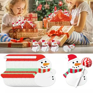 Christmas Lollipop Clip Paper Tags Snowman Candy Cookie Chocolate Packaging Cards Creative DIY Decorations Home New Year Party Supplies