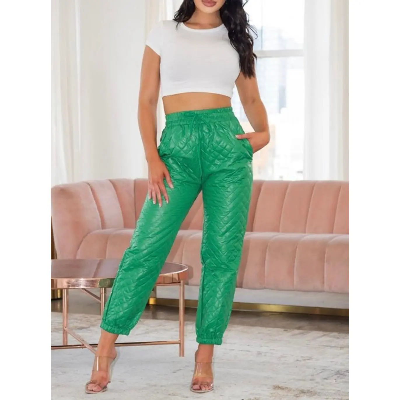 Green Baddie Puff Pants