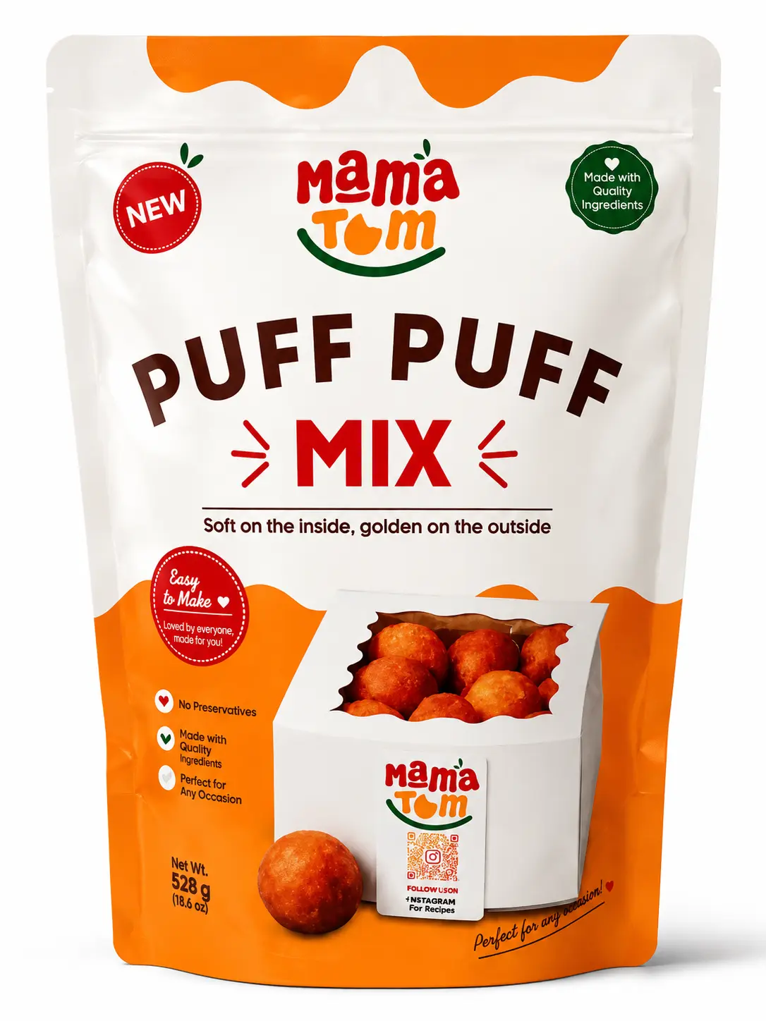 Mama Tom's Puff Puff Baking Mix, Easy-to-Prepare Cake Baking Mix for Homemade Treats
