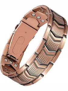 Men's and women's copper bracelet, 3x stronger magnetic therapy bracelet, copper jewelry, 3800 gauss strong magnet, high-quality folding clasp.