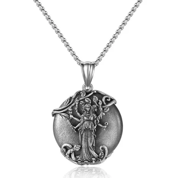 ixluck Hecate Pendant Necklace Witch Wiccan Protection Energy Amulet Jewelry for Women