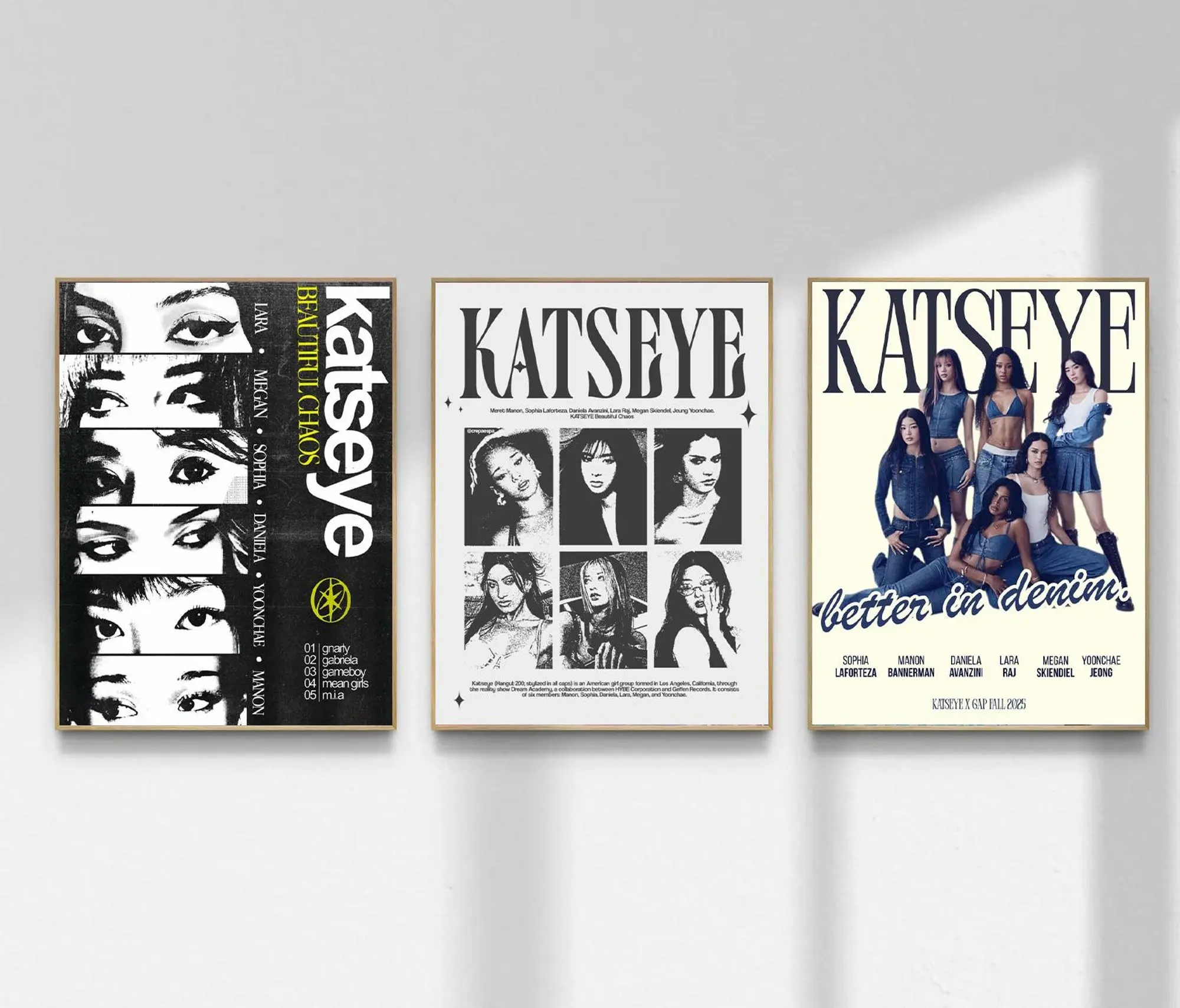 KATSEYE Music Poster Set 3, Girl Group Wall Art, Beautiful Chaos Pop Poster, Modern Music Room Decor Print( Unframed - Print Only )