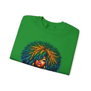 Afro Queen Portrait Sweatshirt | Colorful Natural Hair Illustration
