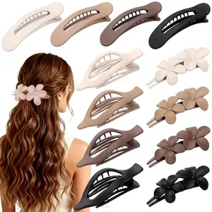 12 count Flat Hair Clips - 3 Styles Matte Flat Claw Clips Set Duckbill Barrettes for Women, No-Slip  Hold for Thin and Thick Hair, Hair Accessories for Girls  (Brown)
