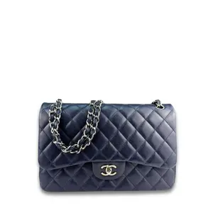 Pre-owned CHANEL Leather Shoulder Bags Navy Caviar Classic Jumbo Double Flap