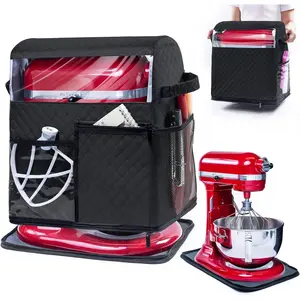 Stand Mixer Cover with Detachable Appliance Sliders Base Compatible with  Mixer-Storage Bag for 6/7/8 Quart with Pockets for Kitchen Aid Accessories and Attachments