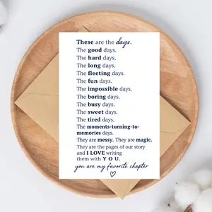 Heartfelt Couple Sentiment Card - "These Are The Days" Keepsake Gift for Husband, Wife, Boyfriend or Girlfriend - Anniversary Day Greeting Card