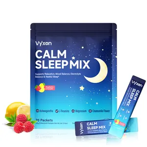 Vyxen Calm Sleep Mix 2-in-1 Sleep Aid & Calm Drink Mix Punch Flavor with L-Theanine & Magnesium Vitamins D3 KSM-66 Ashwagandha & Chamomile 20 Servings Supports Cortisol Balance Vegan Gluten-Free